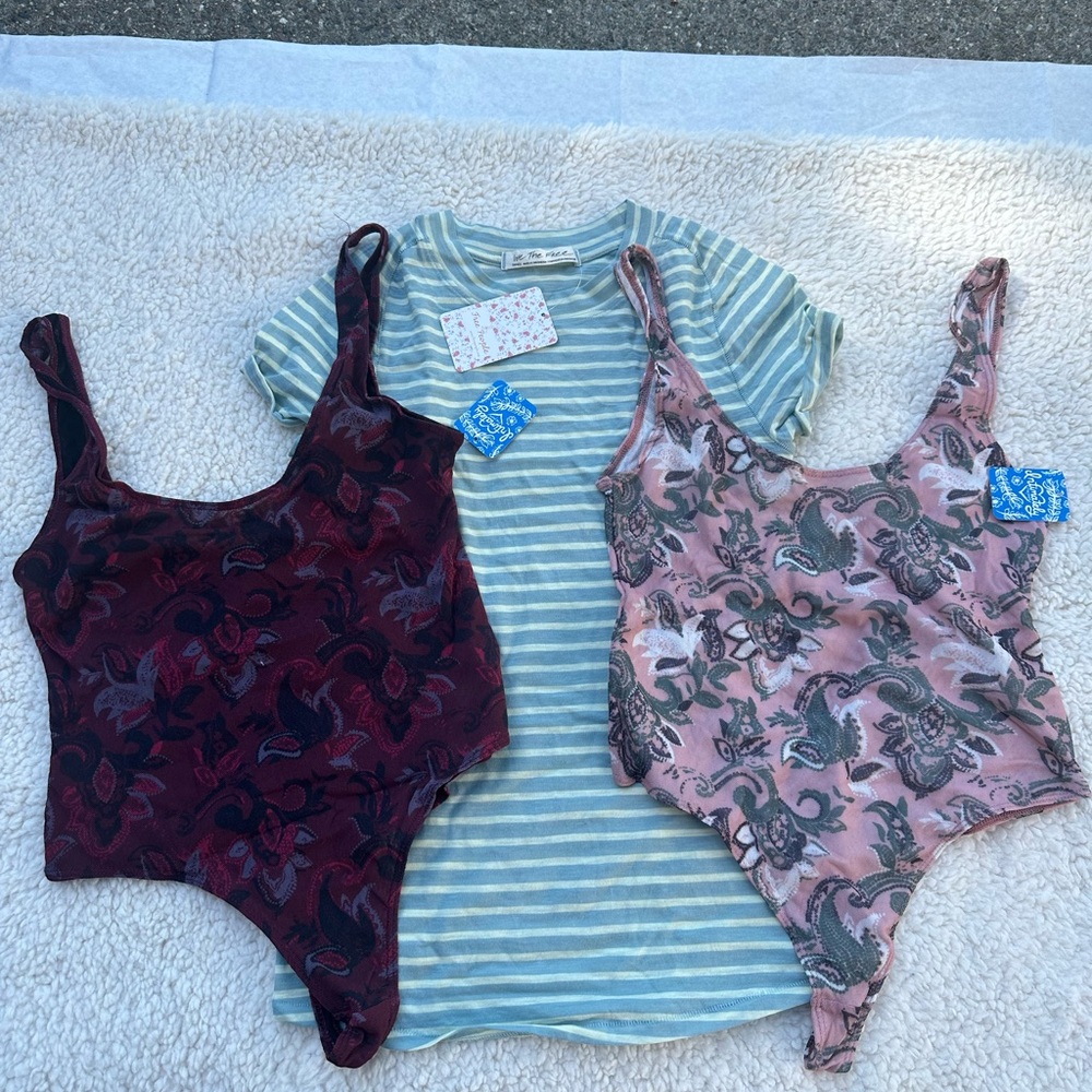 Floral Bodysuits and Striped Tee Set